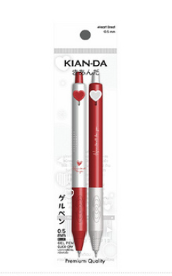 KIAN-DA ปากกาเจล 0.5 มม. หมึกน้ำเงิน ลายหัวใจ Heartbeat แพ็กคู่ (4 แพ็ก 8 ด้าม)